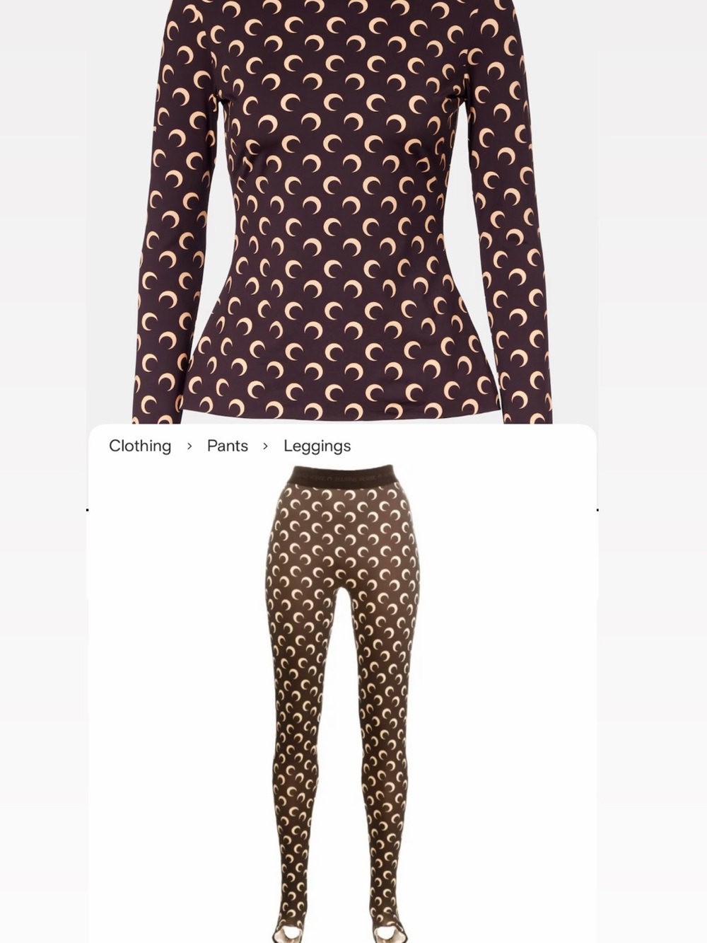 Marine Serre Women's Crescent Print High-Waist Leggings - Brown/Cream